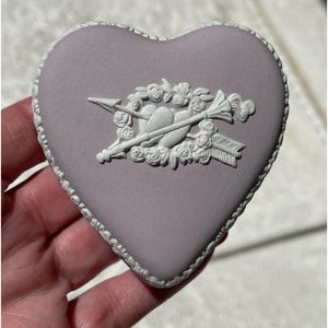 Wedgwood Jasperware White on Lilac “Celebrate” Small Heart Shaped Trinket Box